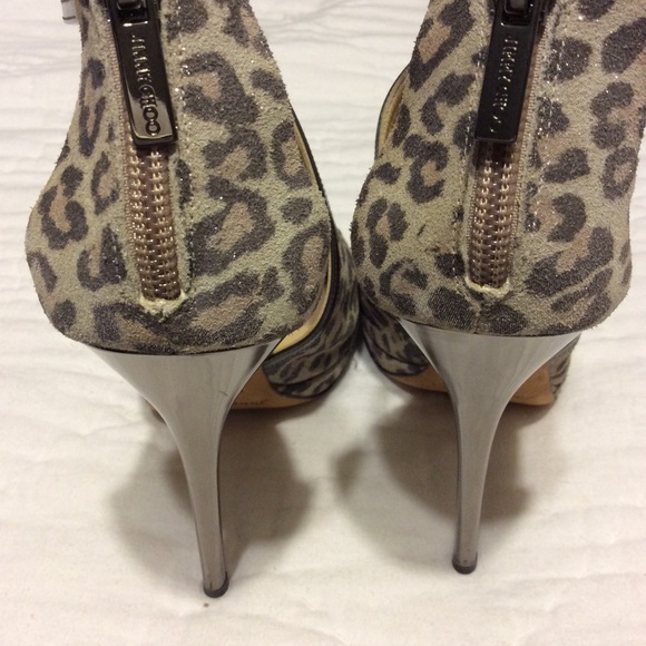 Jimmy Choo Grey Leopard Print Platform Heels - Picture 15 of 15